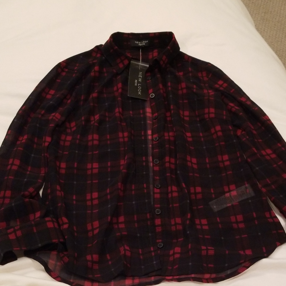 Sheer Asos plaid button up